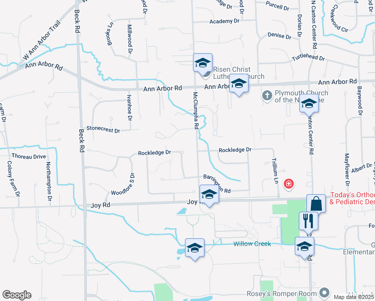 map of restaurants, bars, coffee shops, grocery stores, and more near 9174 Muirland Drive in Plymouth