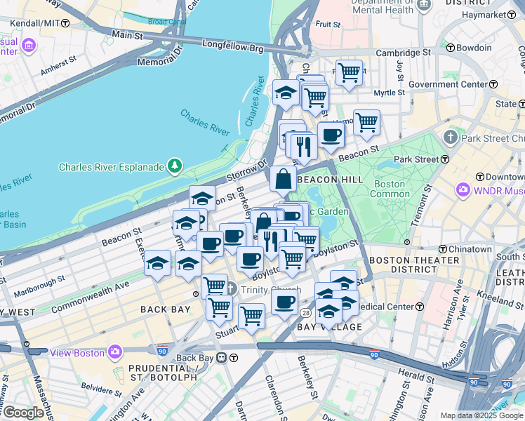 map of restaurants, bars, coffee shops, grocery stores, and more near 11 Public Alley 422 in Boston
