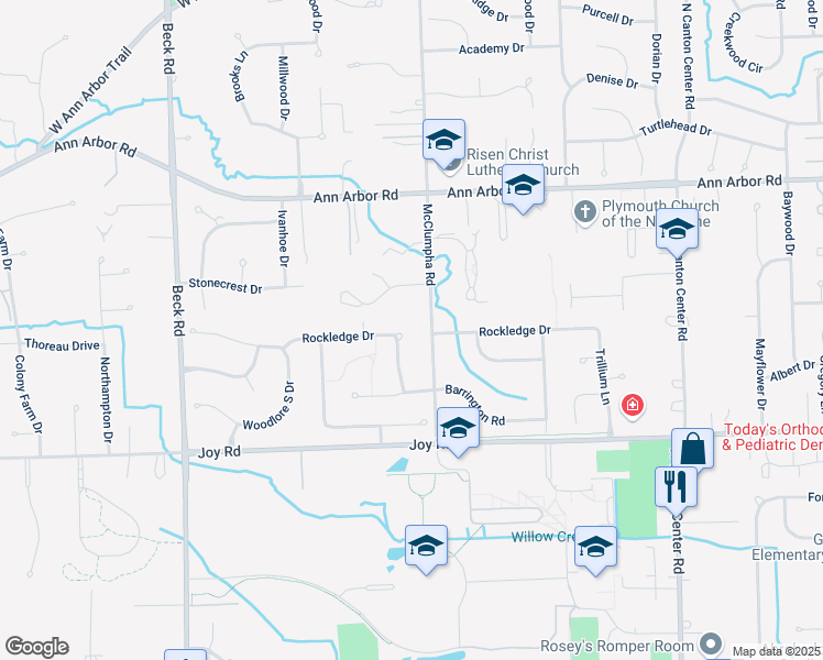 map of restaurants, bars, coffee shops, grocery stores, and more near 9174 Muirland Drive in Plymouth