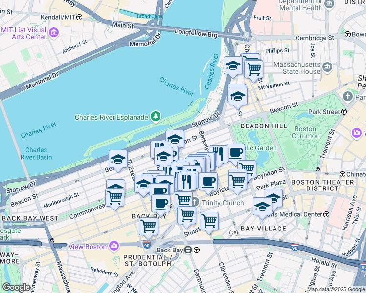 map of restaurants, bars, coffee shops, grocery stores, and more near 81 Public Alley 420 in Boston