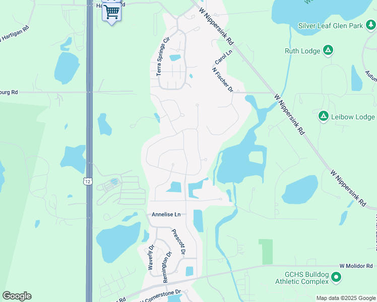 map of restaurants, bars, coffee shops, grocery stores, and more near 1727 Wentworth Drive in Fox Lake