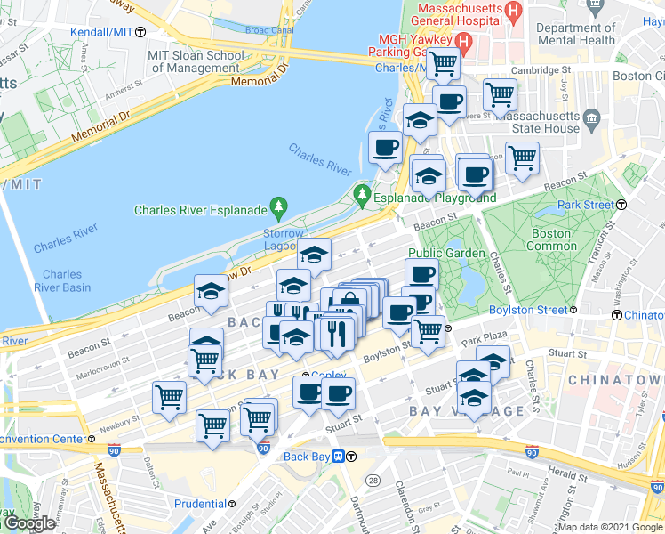 map of restaurants, bars, coffee shops, grocery stores, and more near 81 Public Alley 420 in Boston