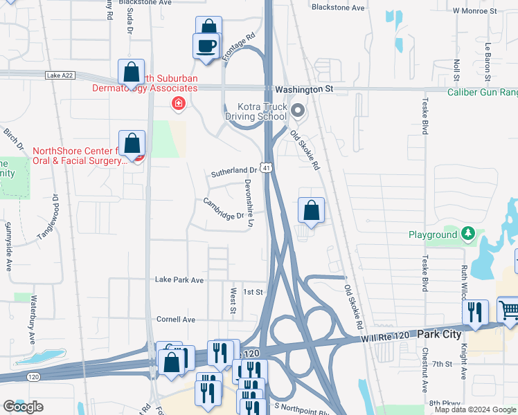 map of restaurants, bars, coffee shops, grocery stores, and more near 3810 Cambridge Drive in Park City