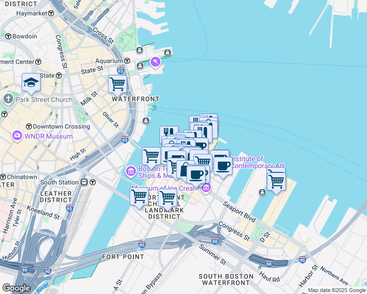 map of restaurants, bars, coffee shops, grocery stores, and more near 20 Bond Drive in Boston