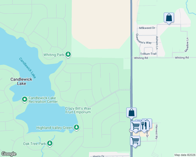 map of restaurants, bars, coffee shops, grocery stores, and more near 115 Galahad Court Southeast in Poplar Grove