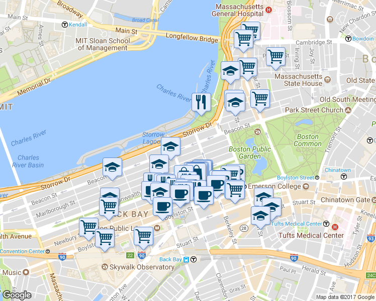 map of restaurants, bars, coffee shops, grocery stores, and more near 81 Public Alley 420 in Boston