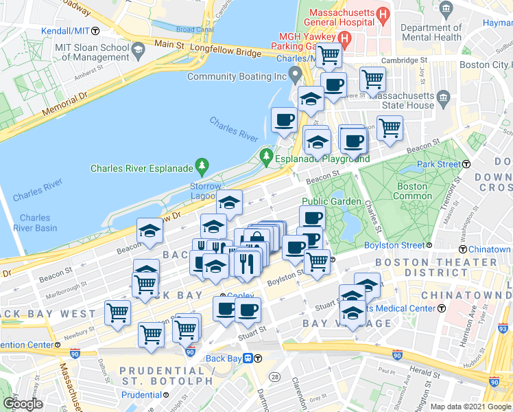 map of restaurants, bars, coffee shops, grocery stores, and more near 81 Public Alley 420 in Boston