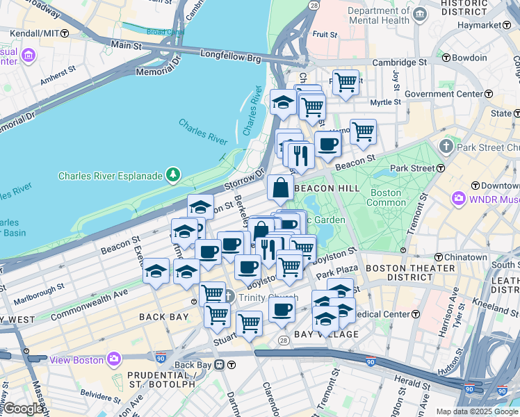map of restaurants, bars, coffee shops, grocery stores, and more near 11 Public Alley 422 in Boston