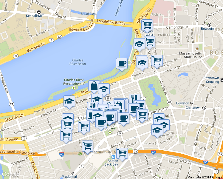 map of restaurants, bars, coffee shops, grocery stores, and more near 81 Public Alley 420 in Boston