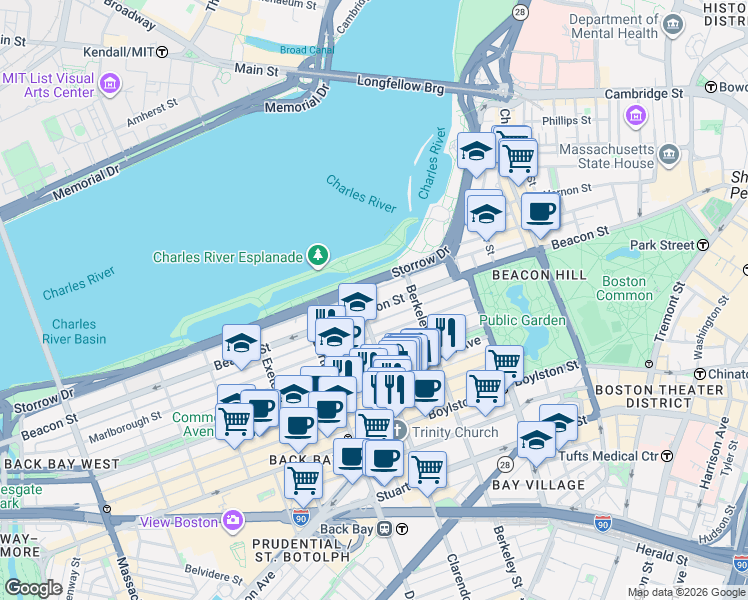 map of restaurants, bars, coffee shops, grocery stores, and more near 81 Public Alley 420 in Boston