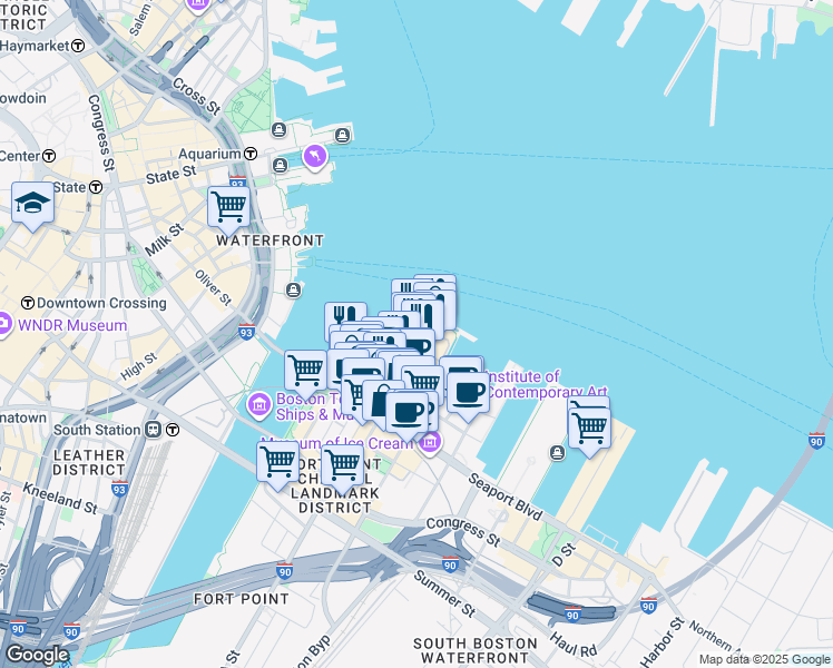map of restaurants, bars, coffee shops, grocery stores, and more near 20 Bond Drive in Boston
