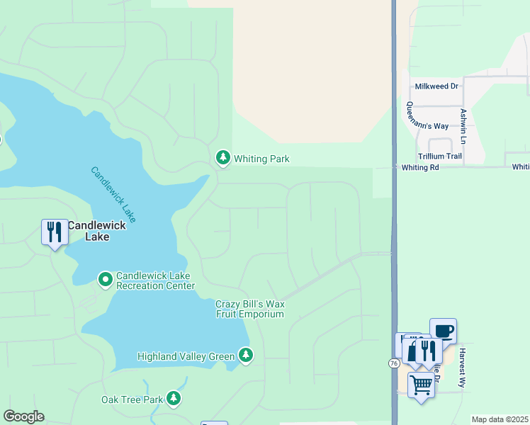 map of restaurants, bars, coffee shops, grocery stores, and more near 107 Prince Court Southeast in Poplar Grove