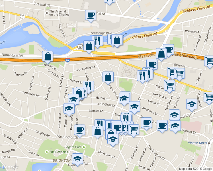 map of restaurants, bars, coffee shops, grocery stores, and more near 29 Madeline Street in Boston