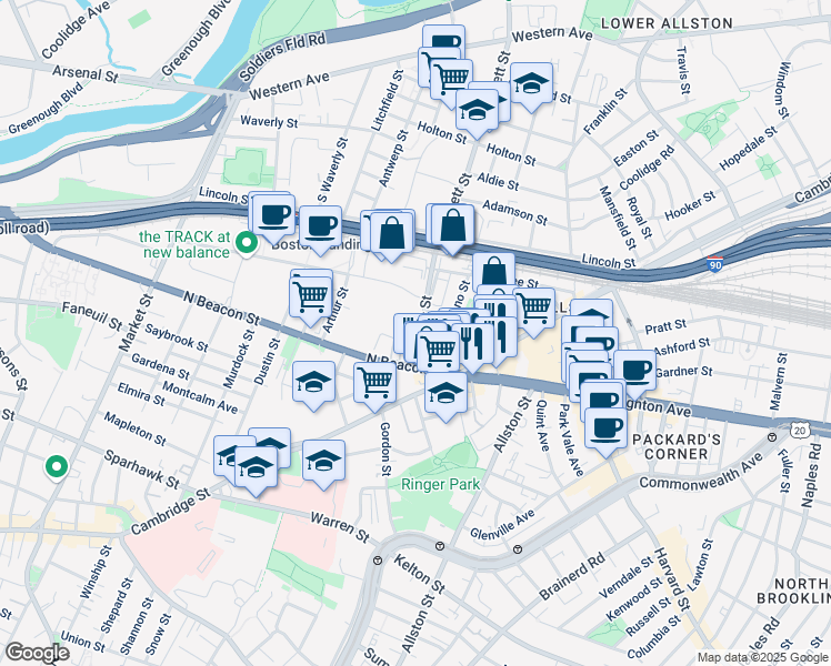 map of restaurants, bars, coffee shops, grocery stores, and more near in Boston