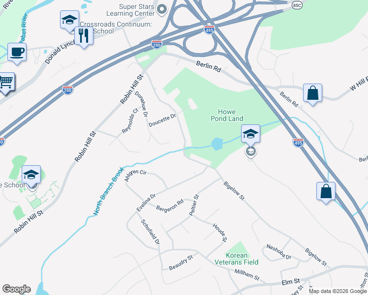 map of restaurants, bars, coffee shops, grocery stores, and more near 399 Bigelow St in Marlborough
