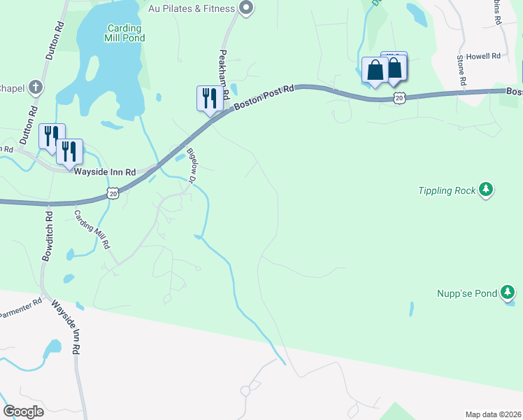 map of restaurants, bars, coffee shops, grocery stores, and more near 79 Brimstone Lane in Sudbury