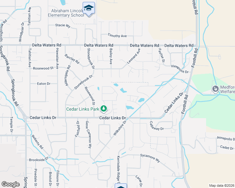 map of restaurants, bars, coffee shops, grocery stores, and more near 3155 Cedar Links Drive in Medford