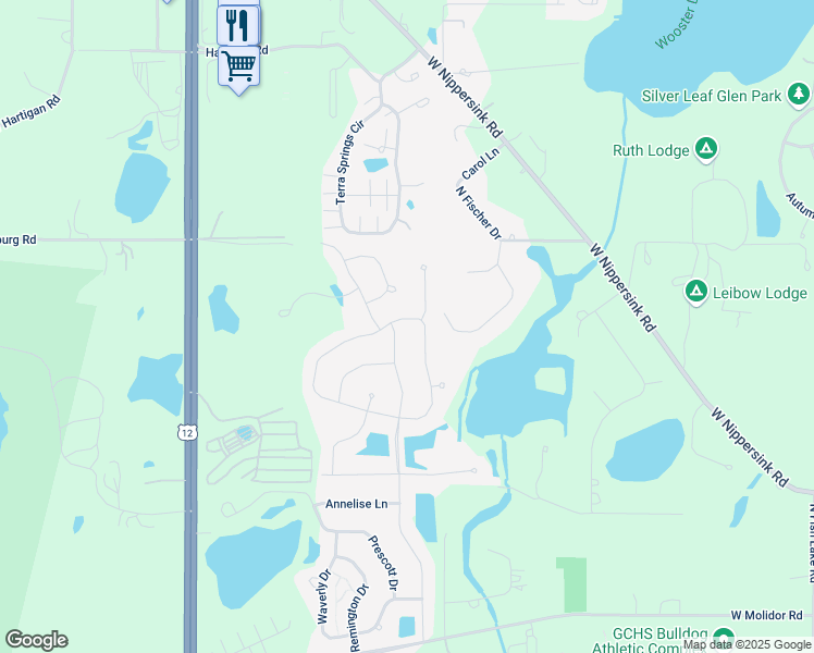 map of restaurants, bars, coffee shops, grocery stores, and more near 1887 Alta Drive in Fox Lake