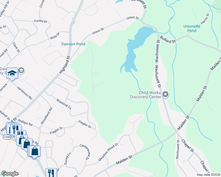 map of restaurants, bars, coffee shops, grocery stores, and more near 52 Deanna Drive in Holden