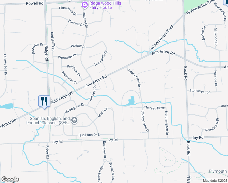 map of restaurants, bars, coffee shops, grocery stores, and more near 9383 Timberline Drive in Plymouth