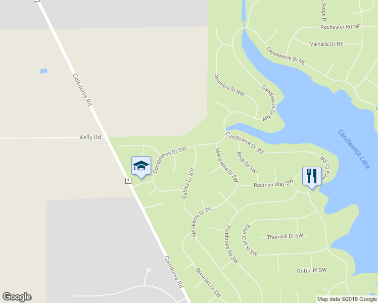 map of restaurants, bars, coffee shops, grocery stores, and more near 302 Constitution Drive Southwest in Poplar Grove