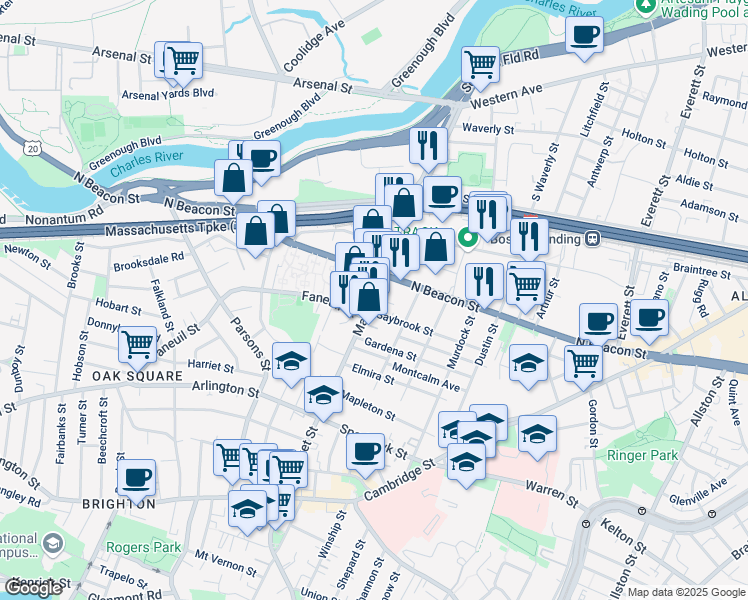 map of restaurants, bars, coffee shops, grocery stores, and more near 212 Market Street in Boston