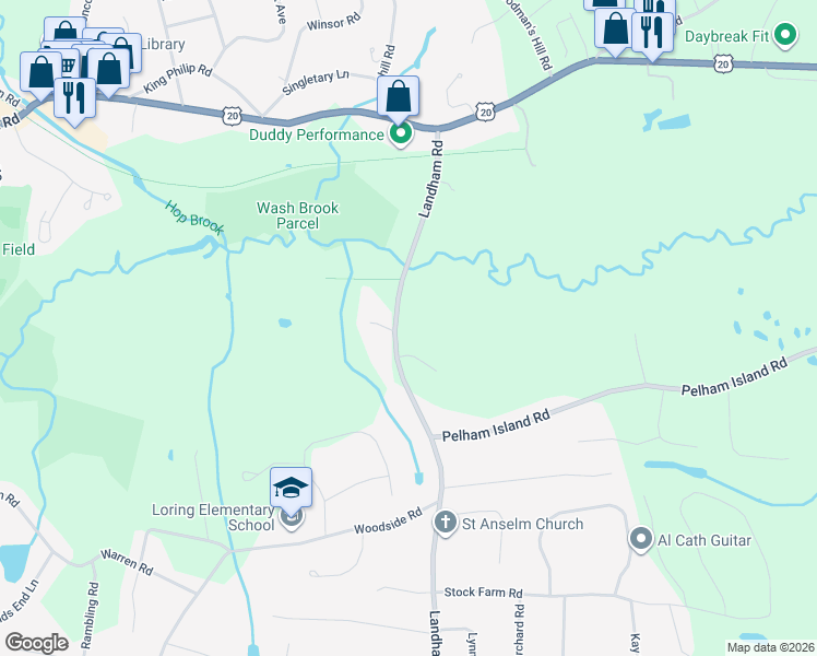 map of restaurants, bars, coffee shops, grocery stores, and more near 208 Landham Rd in Sudbury
