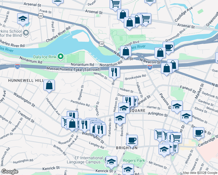 map of restaurants, bars, coffee shops, grocery stores, and more near 6 Gerrish Street in Boston