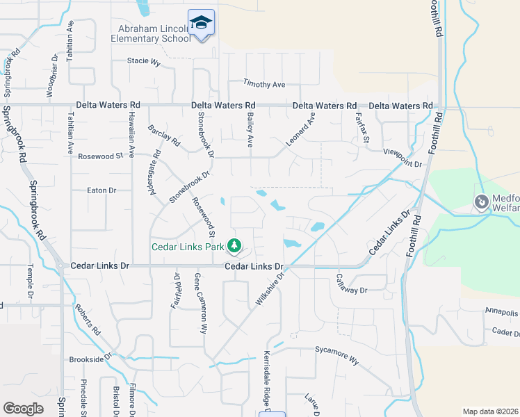 map of restaurants, bars, coffee shops, grocery stores, and more near 3155 Cedar Links Drive in Medford