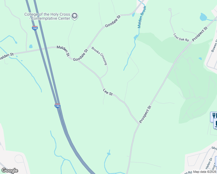 map of restaurants, bars, coffee shops, grocery stores, and more near 72 Lee Street in West Boylston