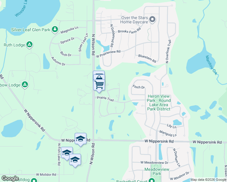 map of restaurants, bars, coffee shops, grocery stores, and more near 2287 West Bentley Lane in Round Lake