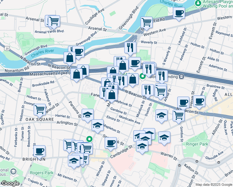 map of restaurants, bars, coffee shops, grocery stores, and more near in Boston