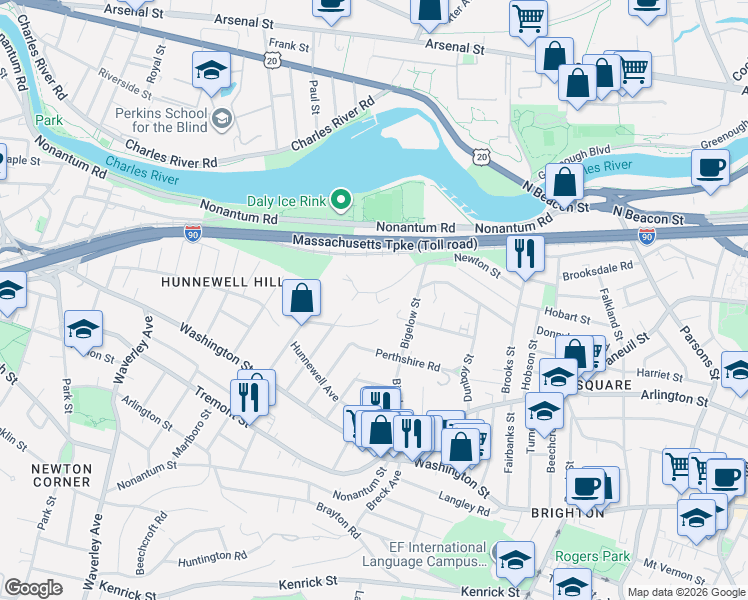 map of restaurants, bars, coffee shops, grocery stores, and more near 144 Newton Street in Boston