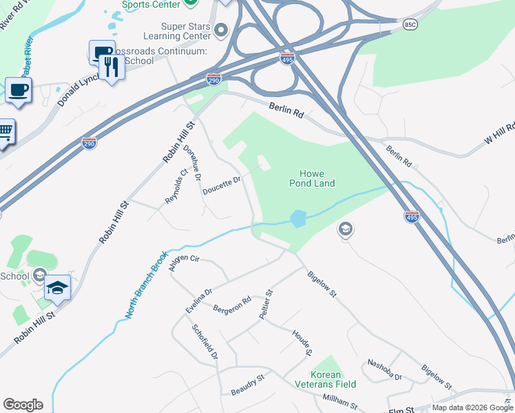 map of restaurants, bars, coffee shops, grocery stores, and more near 399 Bigelow Street in Marlborough