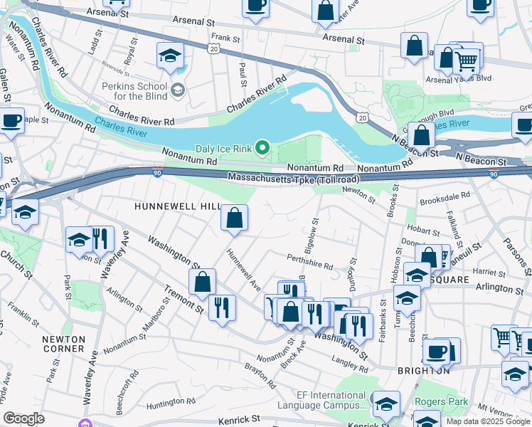map of restaurants, bars, coffee shops, grocery stores, and more near 82 Presentation Road in Boston