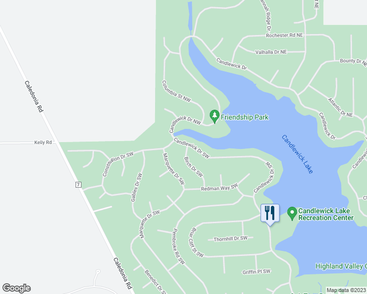 map of restaurants, bars, coffee shops, grocery stores, and more near 101 Birch Drive Southwest in Poplar Grove