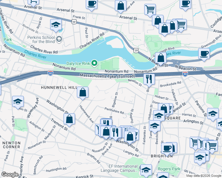 map of restaurants, bars, coffee shops, grocery stores, and more near in Boston
