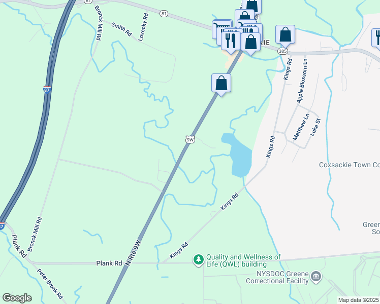 map of restaurants, bars, coffee shops, grocery stores, and more near 11630 U.S. 9W in Greene County