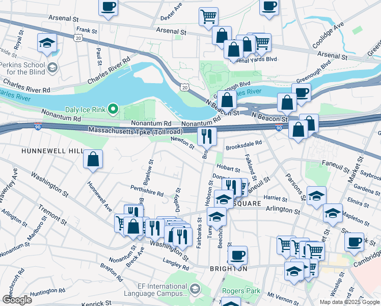 map of restaurants, bars, coffee shops, grocery stores, and more near in Boston