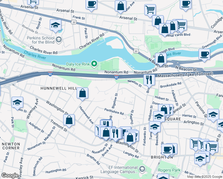 map of restaurants, bars, coffee shops, grocery stores, and more near in Boston