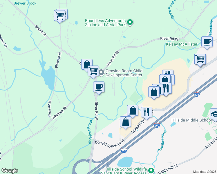 map of restaurants, bars, coffee shops, grocery stores, and more near 12 Tyler Road in Berlin