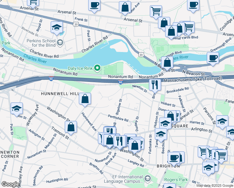 map of restaurants, bars, coffee shops, grocery stores, and more near in Boston
