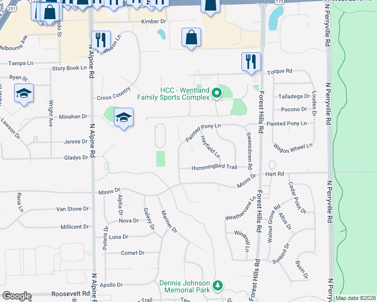 map of restaurants, bars, coffee shops, grocery stores, and more near 6595 Stallion Court in Loves Park