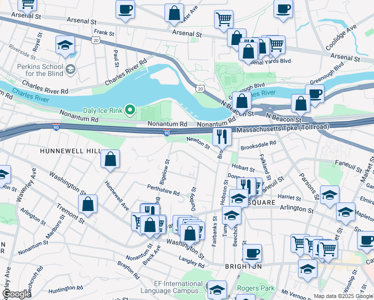 map of restaurants, bars, coffee shops, grocery stores, and more near 64 Newton Street in Boston