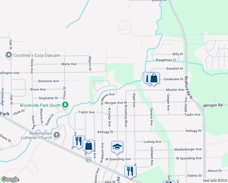 map of restaurants, bars, coffee shops, grocery stores, and more near 283 Broadway Boulevard in Battle Creek