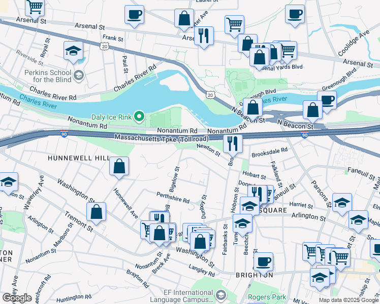 map of restaurants, bars, coffee shops, grocery stores, and more near 64 Newton Street in Boston
