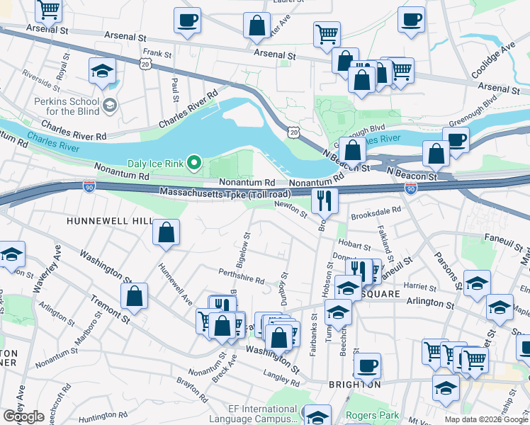map of restaurants, bars, coffee shops, grocery stores, and more near 64 Newton Street in Boston