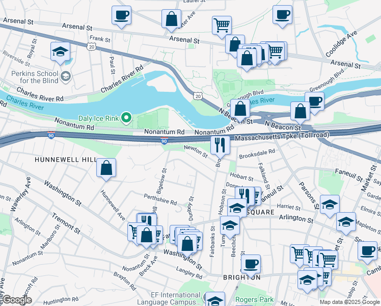 map of restaurants, bars, coffee shops, grocery stores, and more near 57 Gerrish Street in Boston