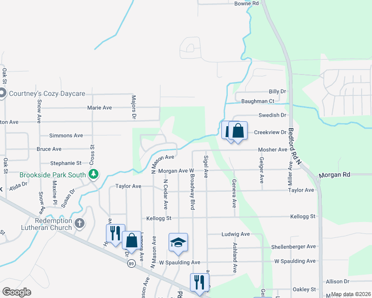 map of restaurants, bars, coffee shops, grocery stores, and more near 283 Broadway Boulevard in Battle Creek
