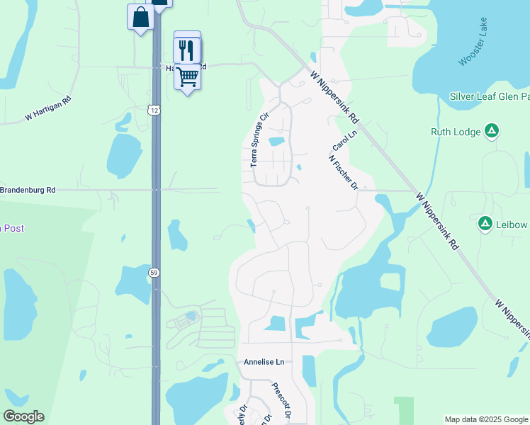 map of restaurants, bars, coffee shops, grocery stores, and more near 2021 Wentworth Drive in Fox Lake